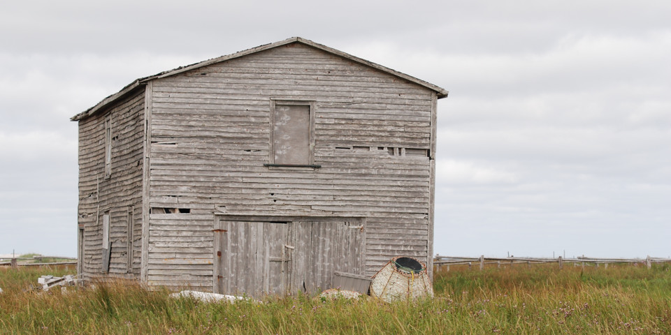 Old fishermen's premises in Lumsden, August 2008. Copyright (c) 2008 Edwin Neeleman